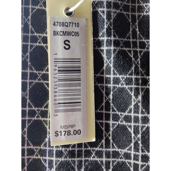 Max Studio Black White Geometric Stretchy Midi Pencil Skirt W Front Slit S NWT - Picture 7 of 7